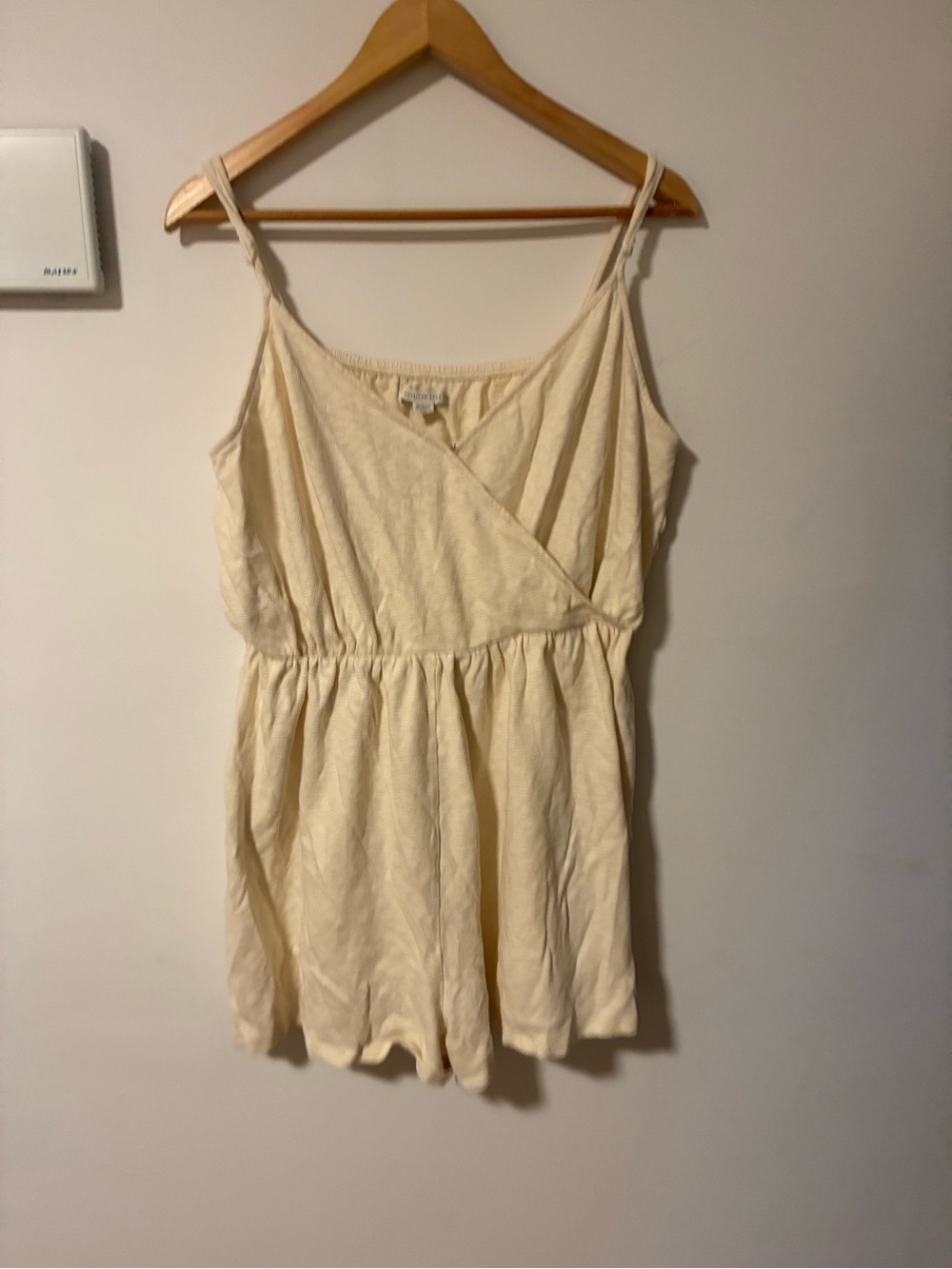 aerie Cream Wrap-Front Spaghetti Strap Romper